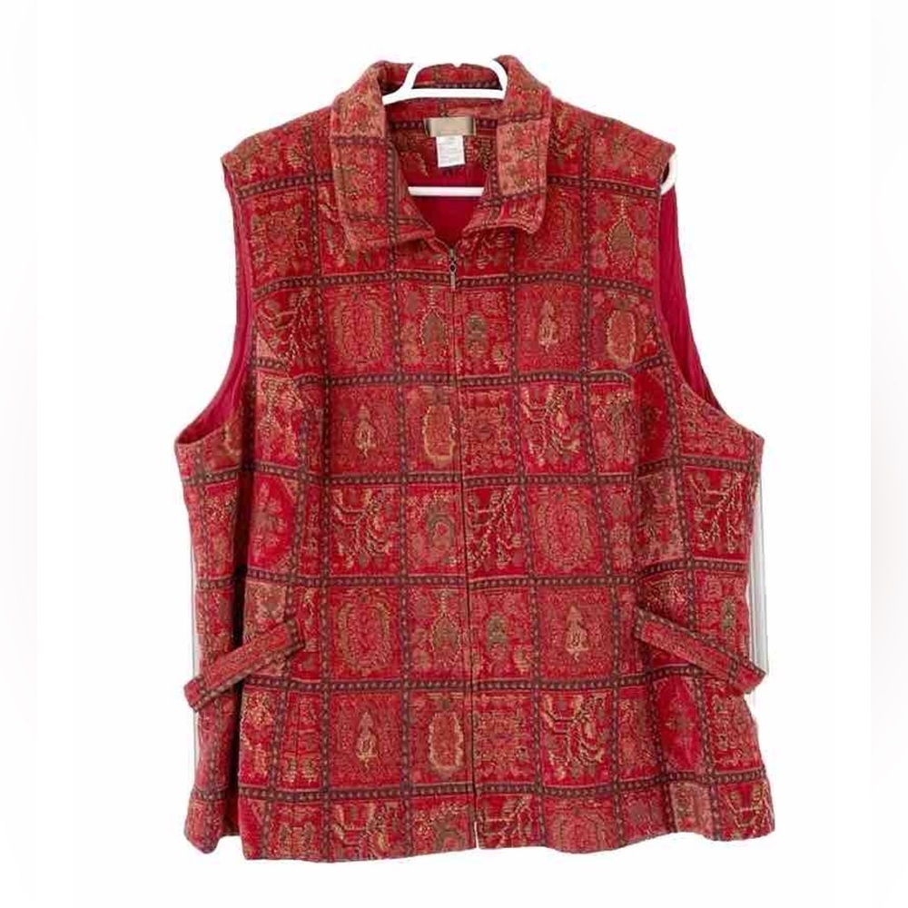 THE TERRITORY AHEAD vest size 24W red tapestry